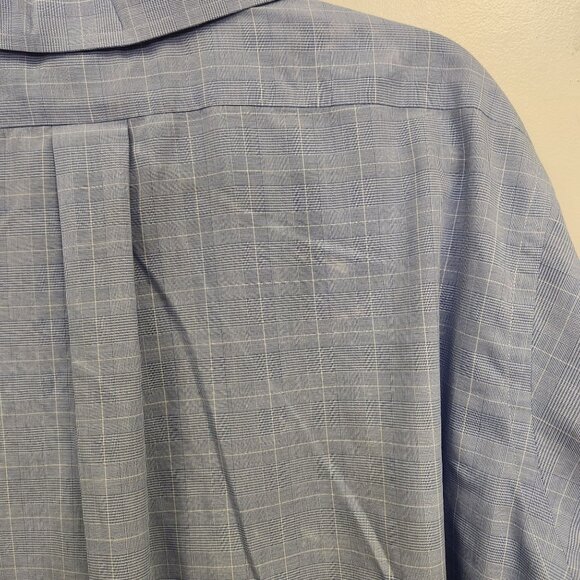 Mens Brooks Brothers Blue & White Checkered Button-Down Shirt 17.5 - Picture 3 of 9